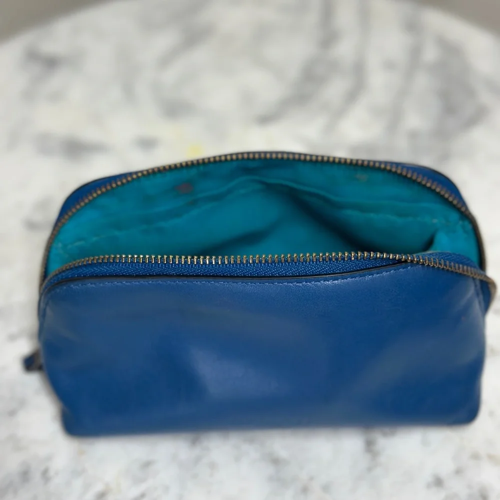 Coach Blue Leather Pouch with Ghost Detail - Picture 9 of 10